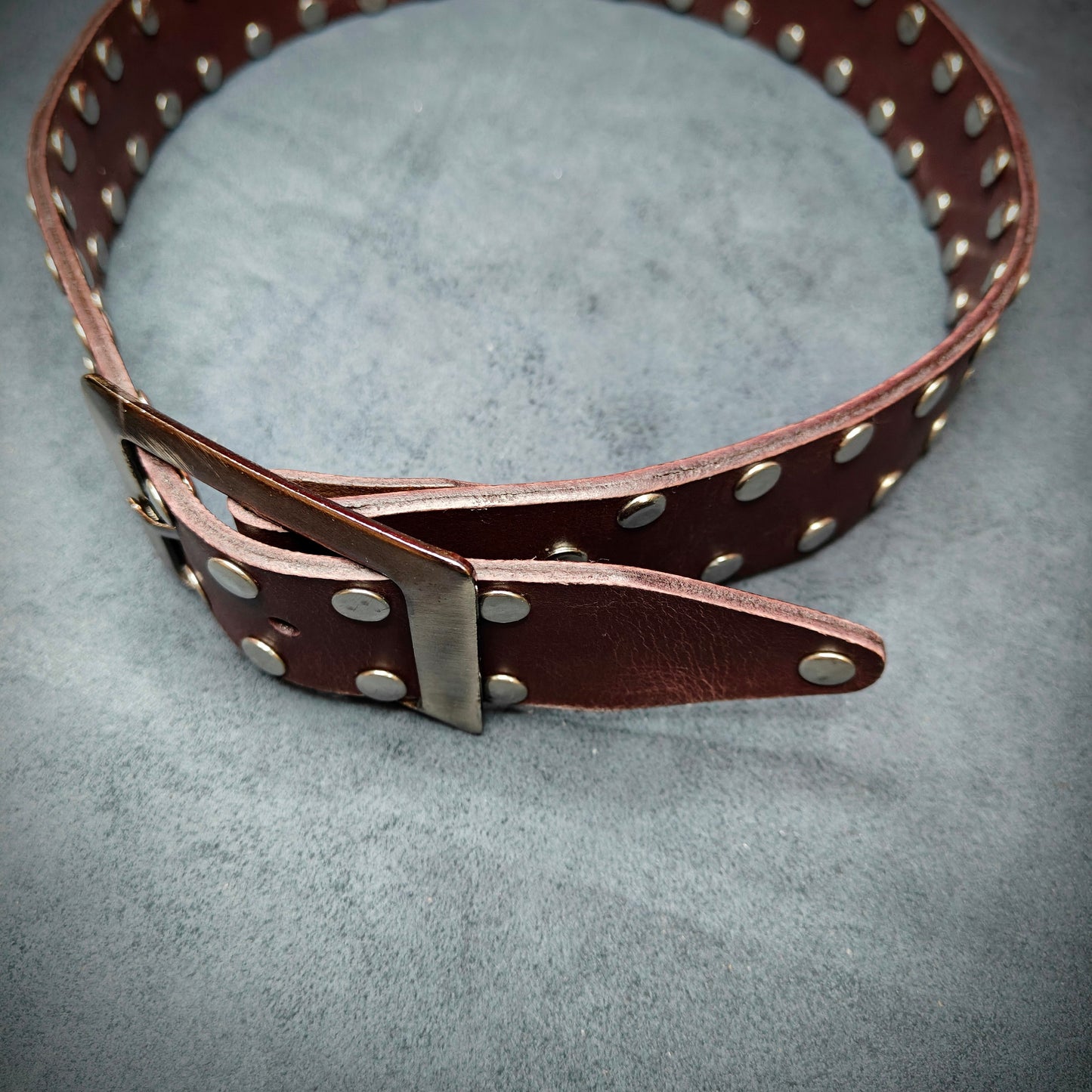 Maroon Leather Studded Belt