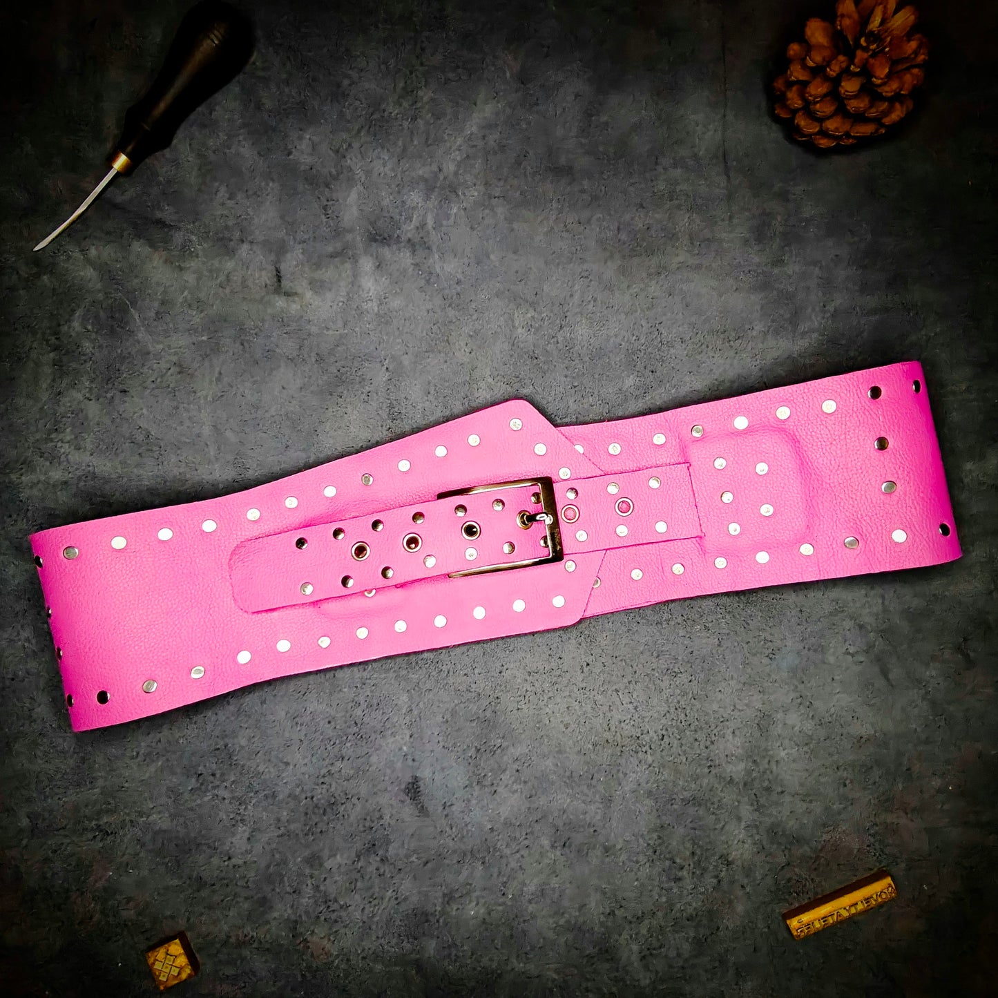 Pink Studded Designer Belt