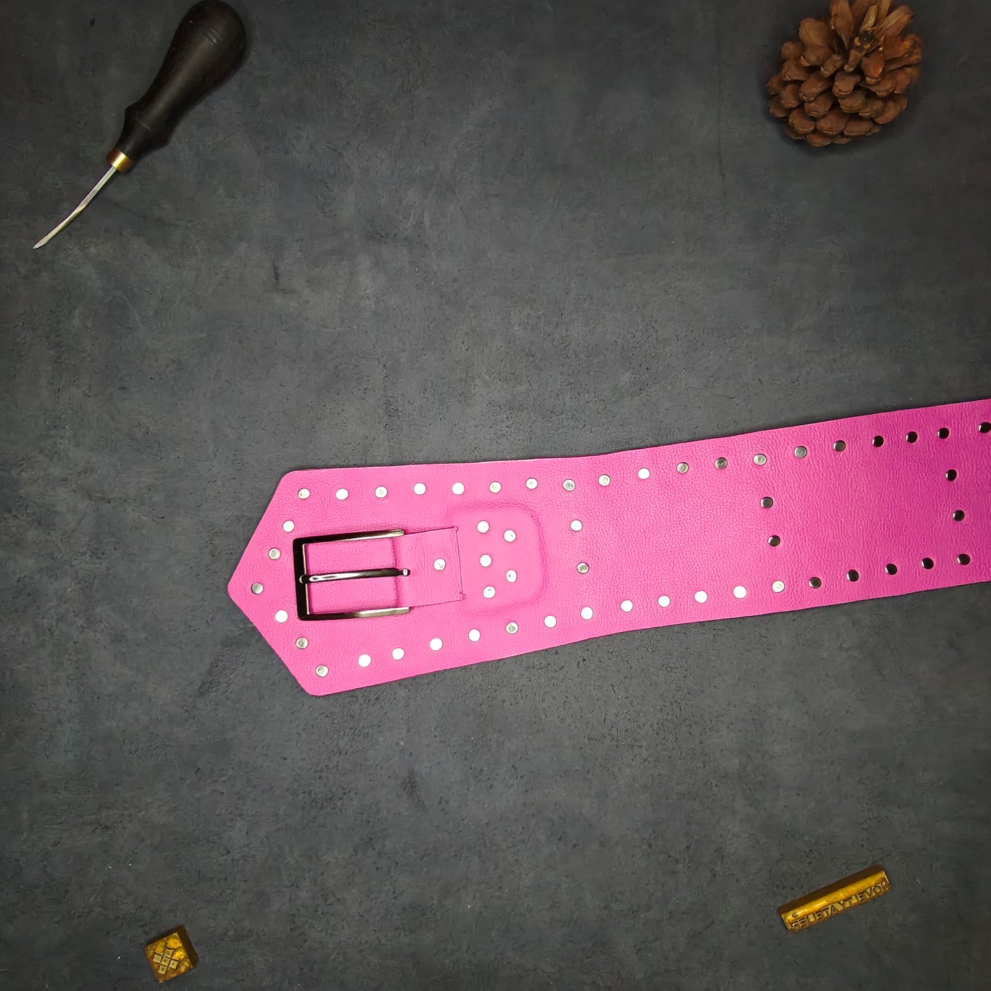 Pink Studded Designer Belt