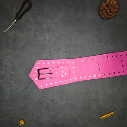 Pink Studded Designer Belt