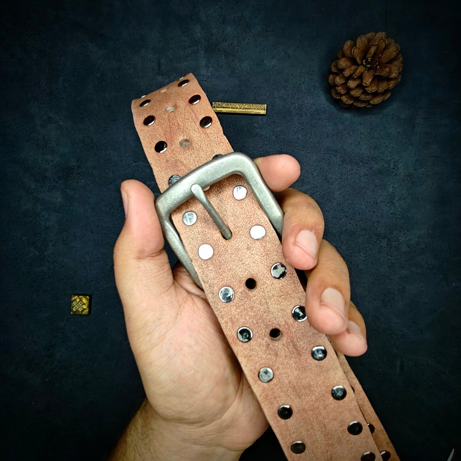 Engraved Handmade Leather belt ( SERVING C*NT ) - Novelty Atelier