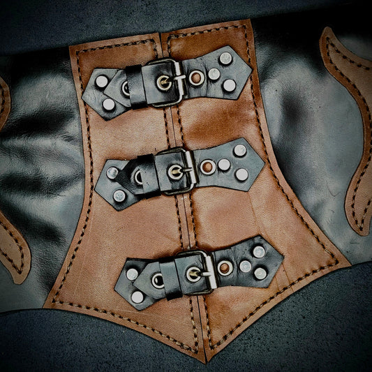 Black and Brown Designer Leather Under bust Corset