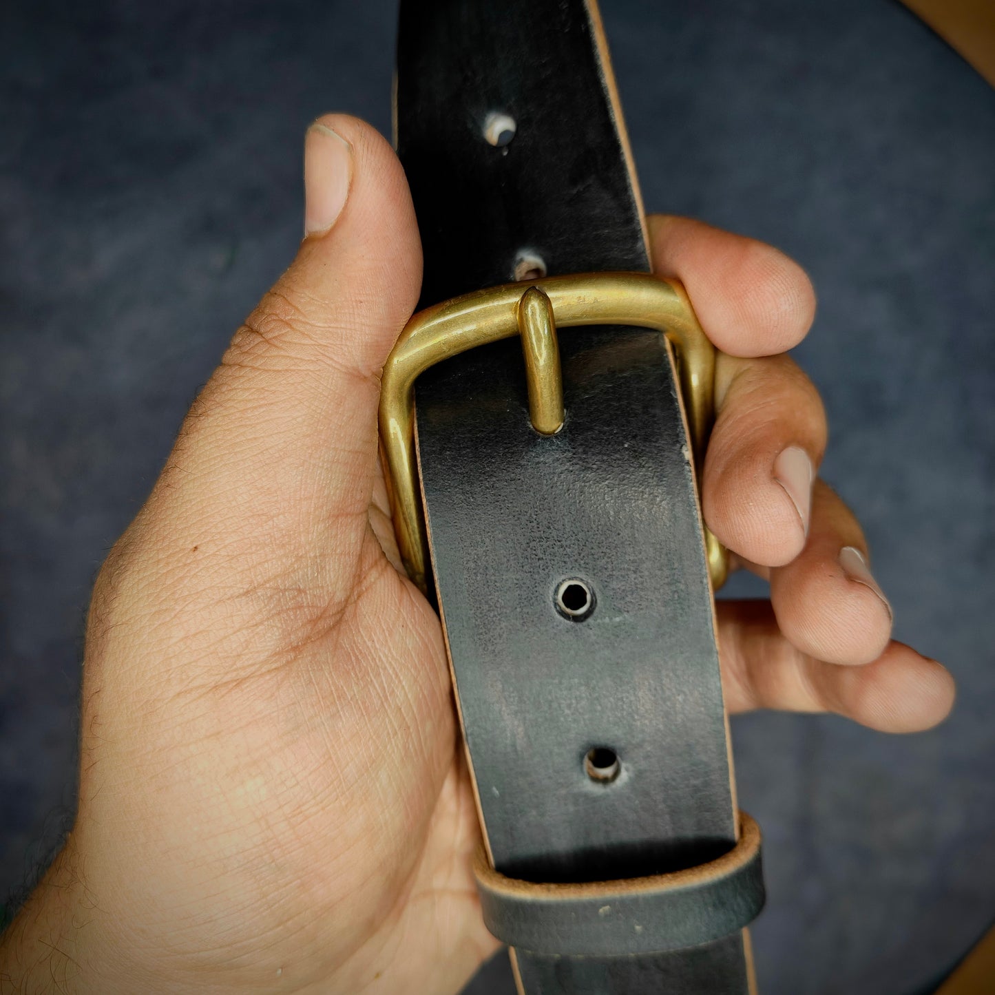 Formal Leather Belt - Brass Hardware - 35 mm