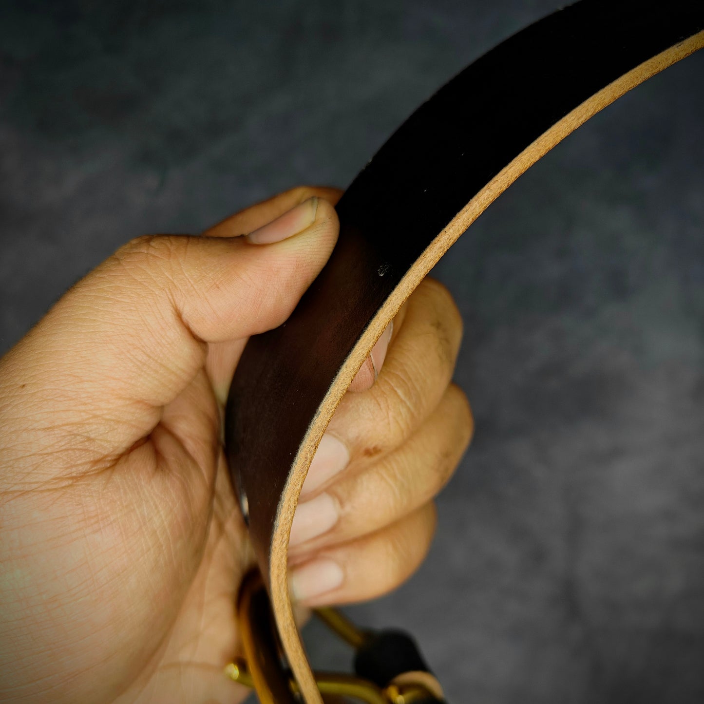 Formal Leather Belt - Brass Hardware - 35 mm
