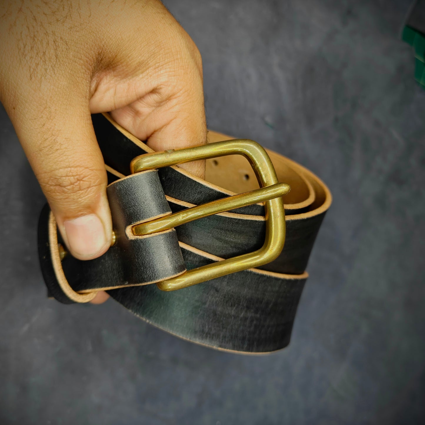 Formal Leather Belt - Brass Hardware - 35 mm