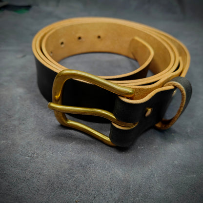 Formal Leather Belt - Brass Hardware - 35 mm