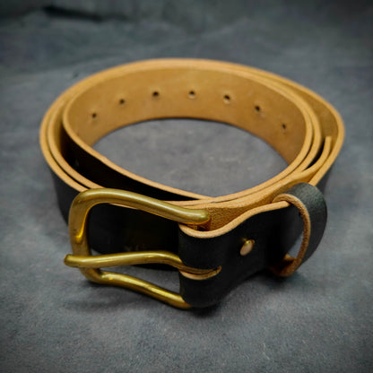 Formal Leather Belt - Brass Hardware - 35 mm