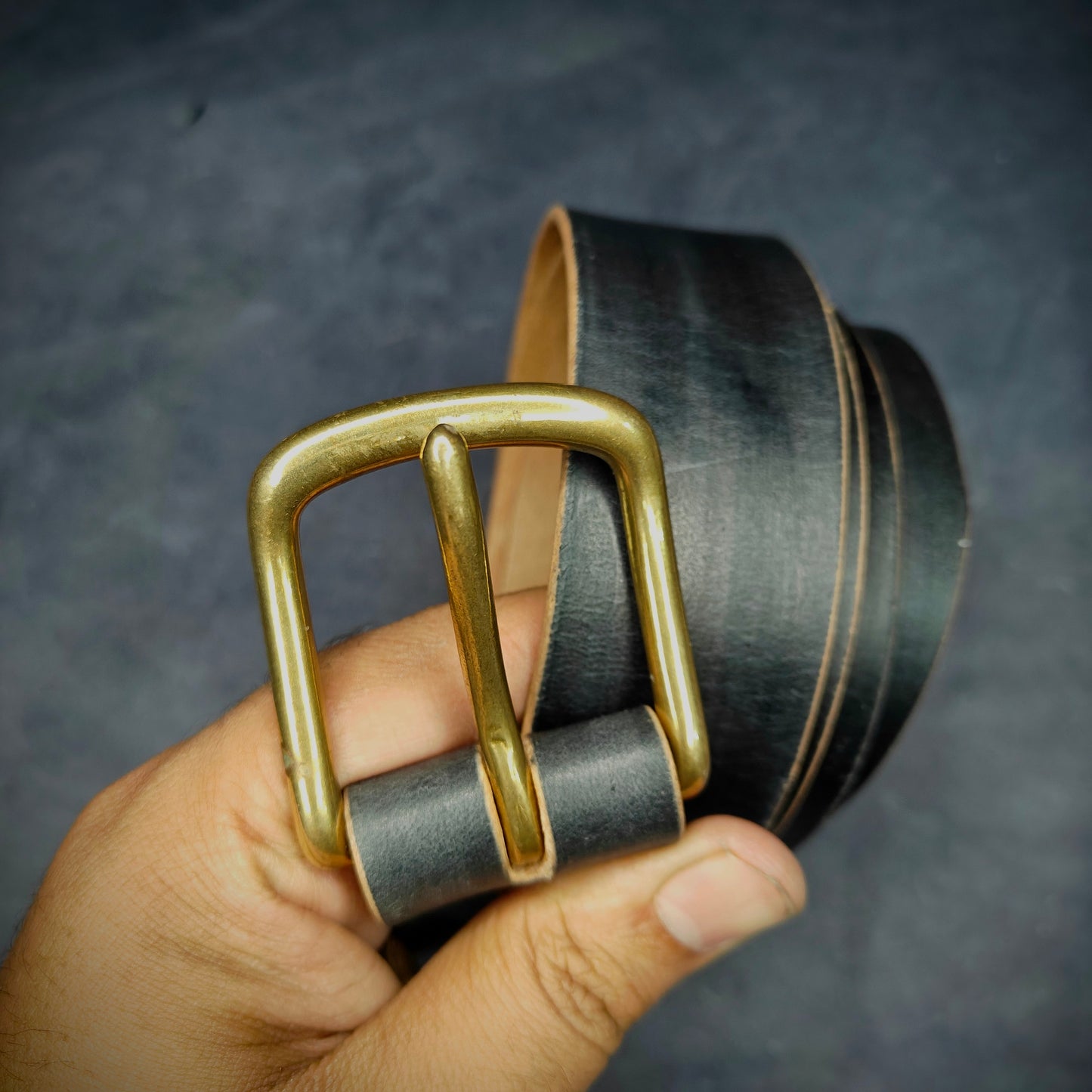 Formal Leather Belt - Brass Hardware - 35 mm