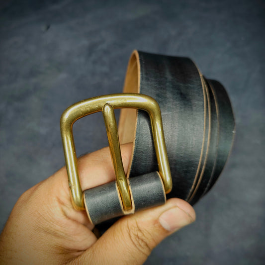 Formal Leather Belt - Brass Hardware - 35 mm
