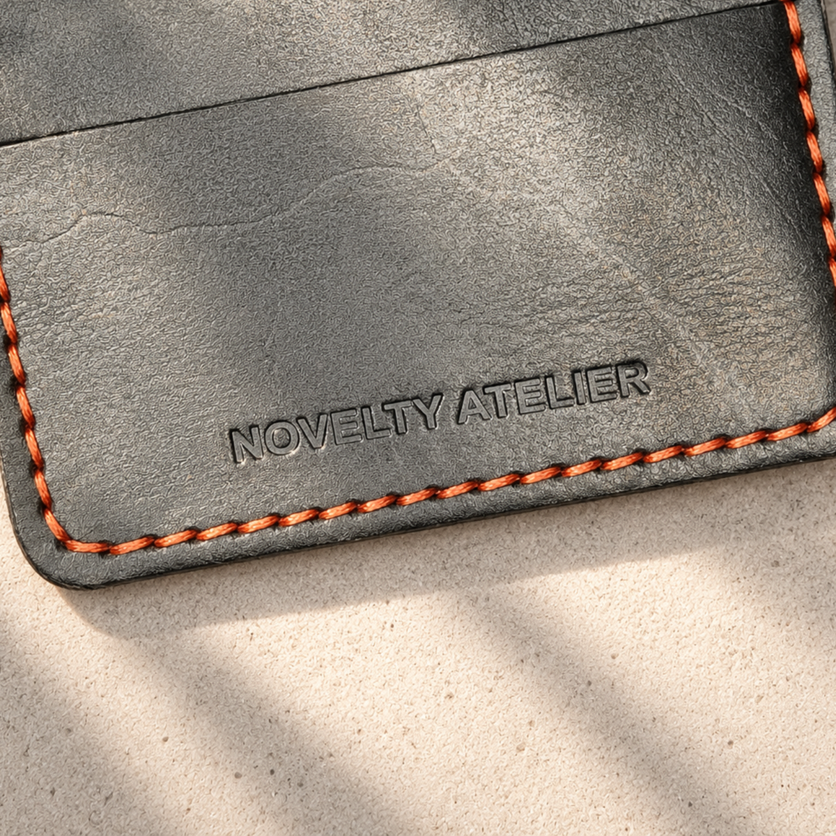 THE COPPERFIELD Bi-Fold Leather Card Holder (Black) - Novelty Atelier